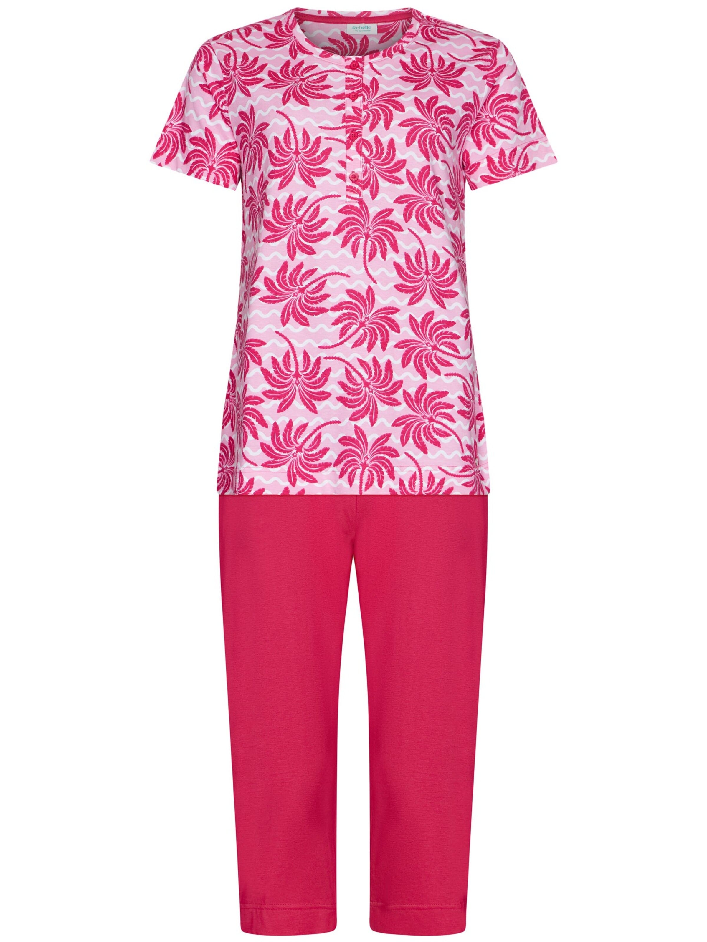 Rebelle Pajama 'Pyjama with 3/4 pants' in Pink: front