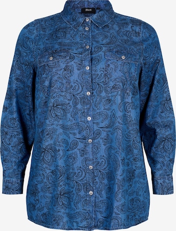 Zizzi Blouse 'JMIA' in Blauw: voorkant