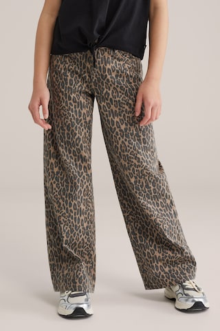 WE Fashion Wide leg Jeans in Brown: front