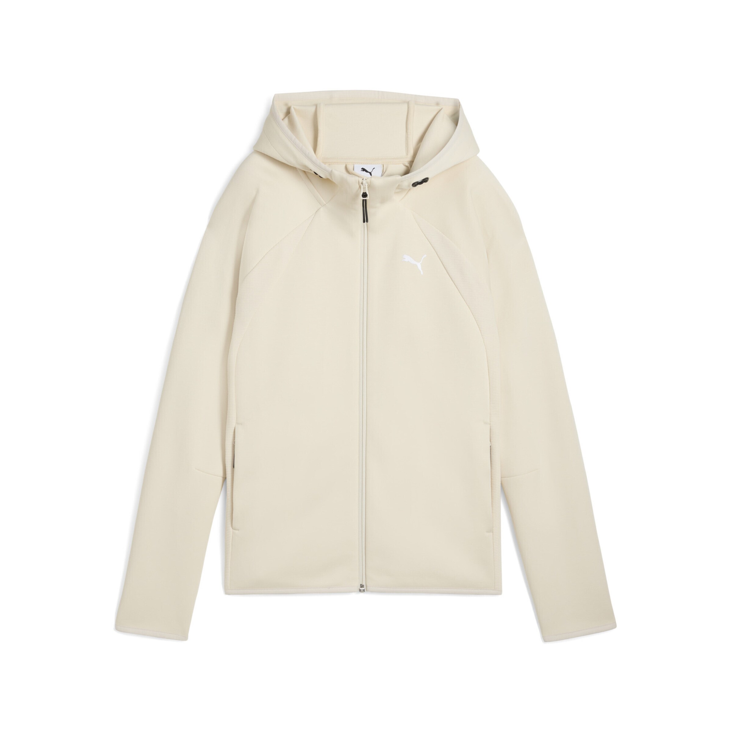PUMA Sportsweatjacke 'EvoStripe' in Beige: Vorderseite