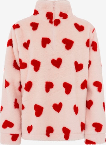 Zwillingsherz Sweatshirt 'Fake Fur Troyer Herzi' in Roze: voorkant
