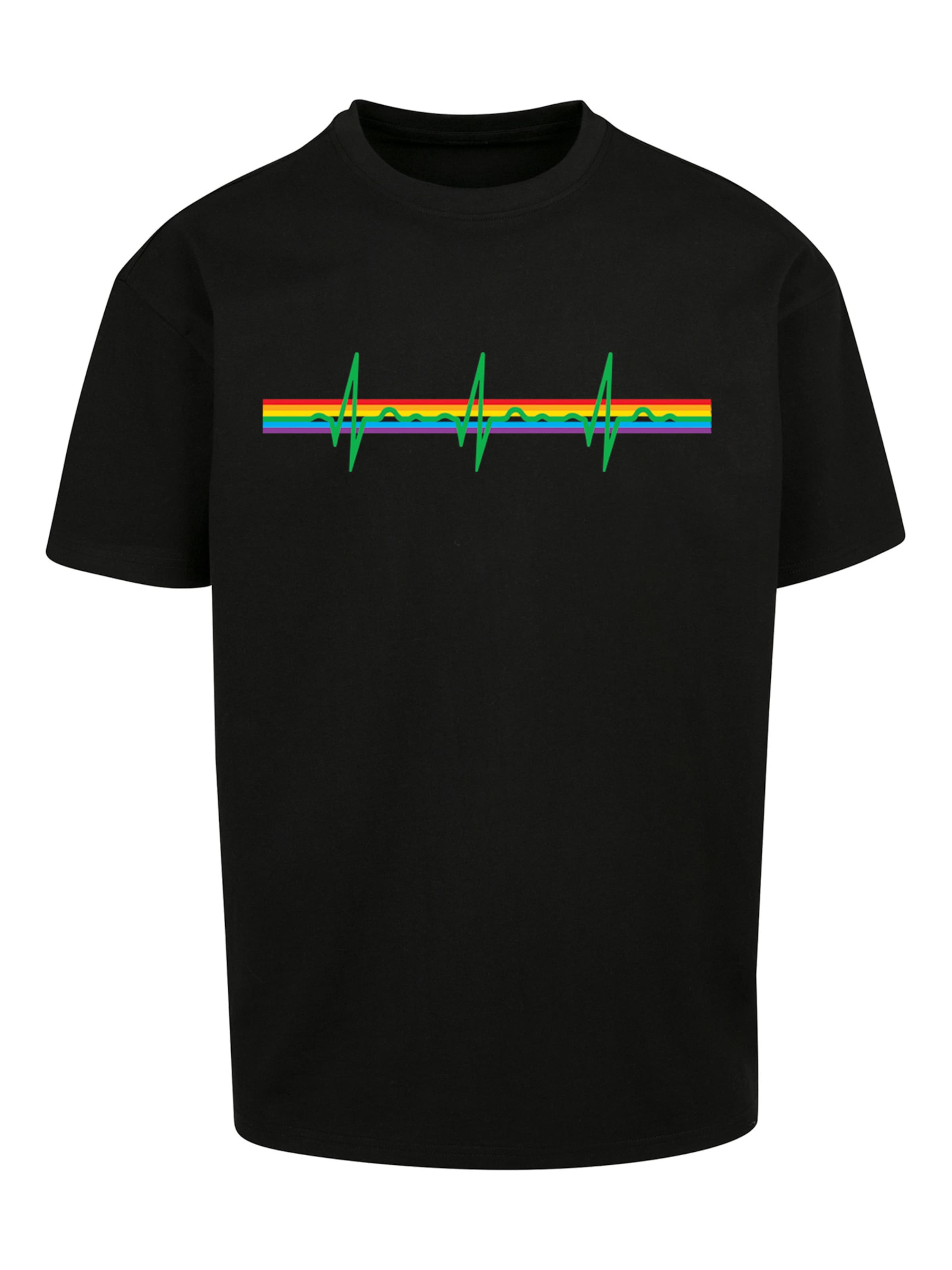 T-Shirt 'Pink Floyd Prisma Heartbeat Rock Band Album DSOTM' F4NT4STIC en noir : devant