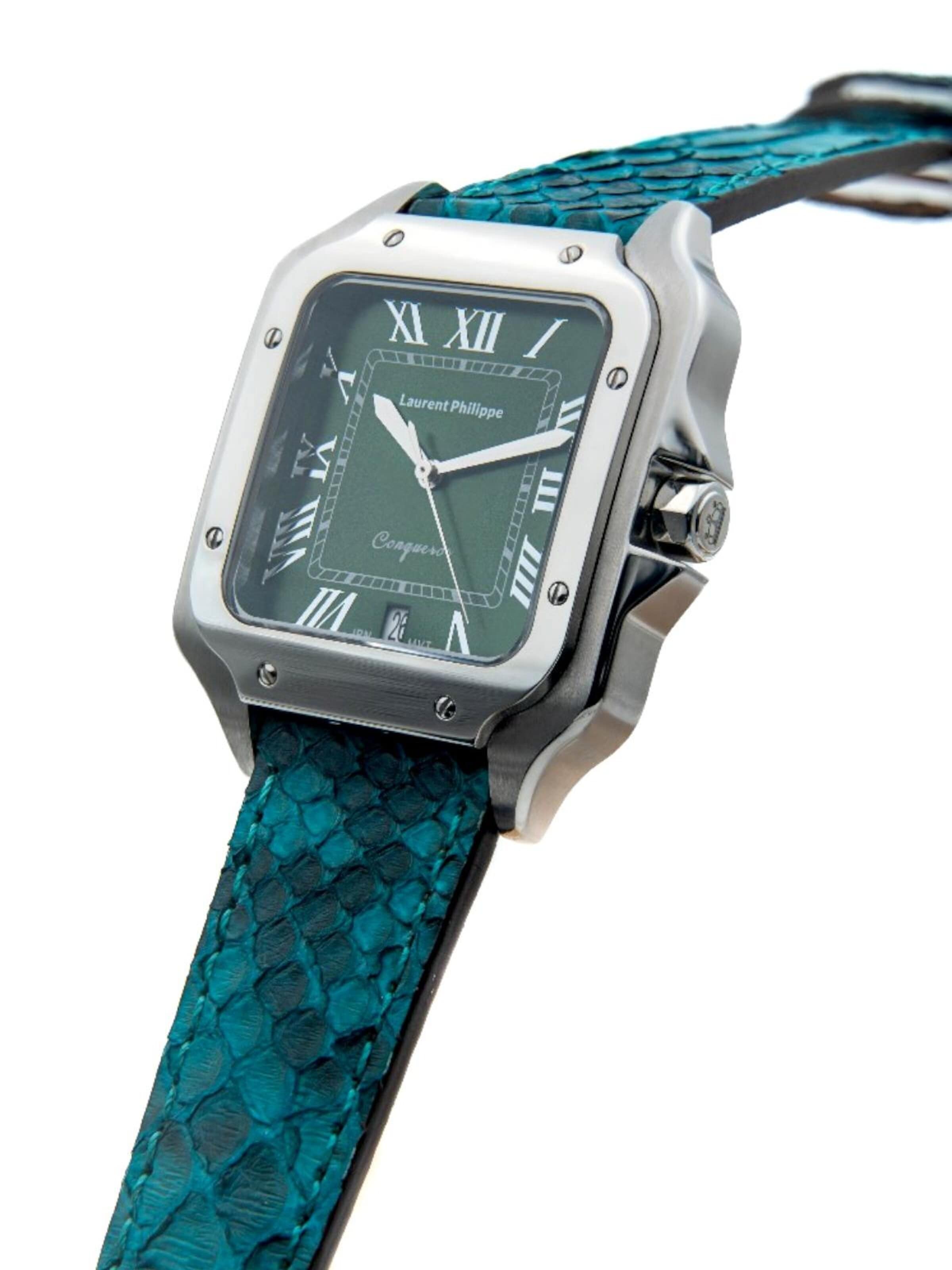 Laurent Philippe Analog watch 'Conqueror Emerald-Venin Blue' in Green