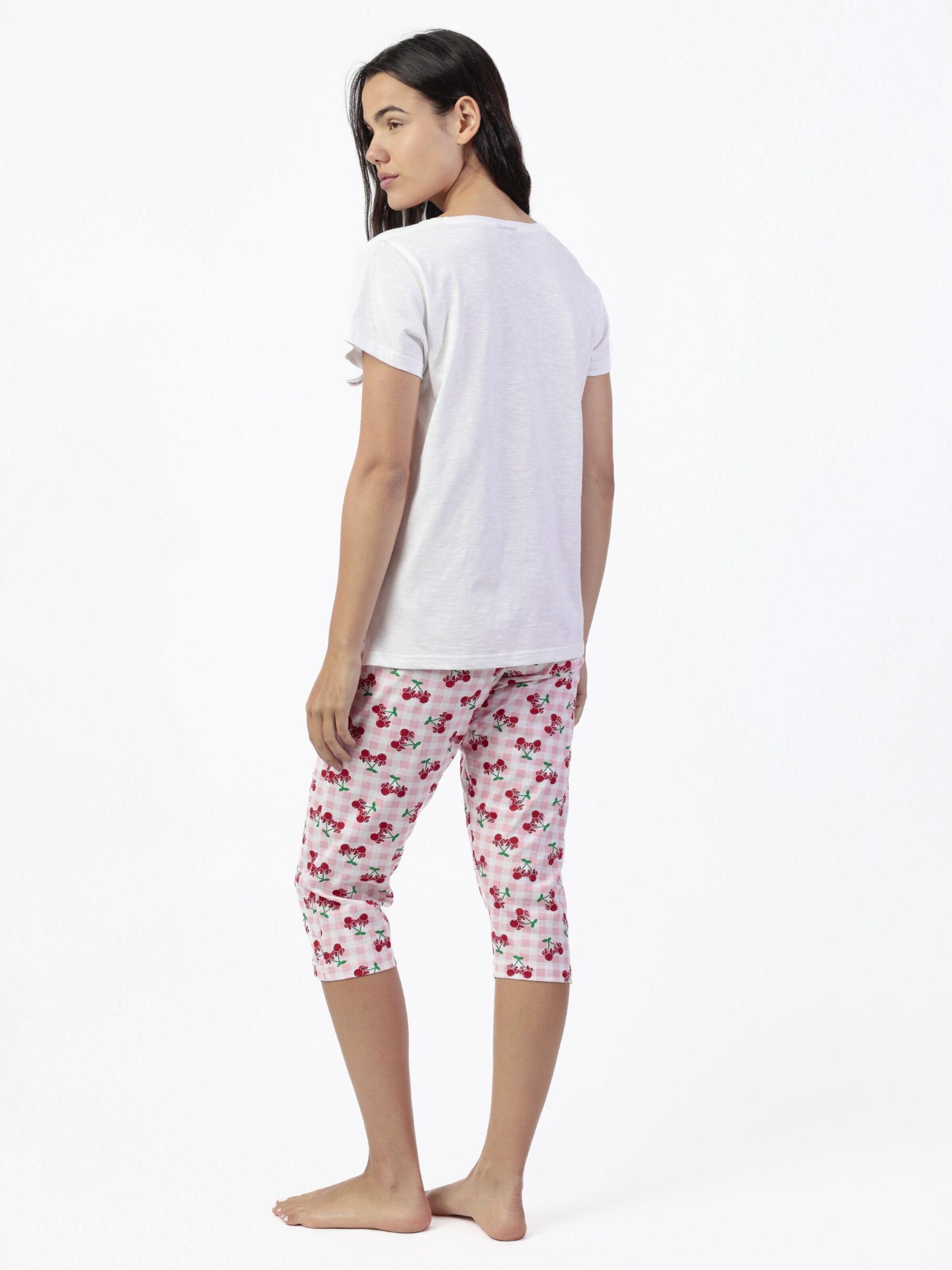 DISNEY - Pijama 'DISNEY Pijama Manga Corta Minnie Cherry para Mujer' en blanco