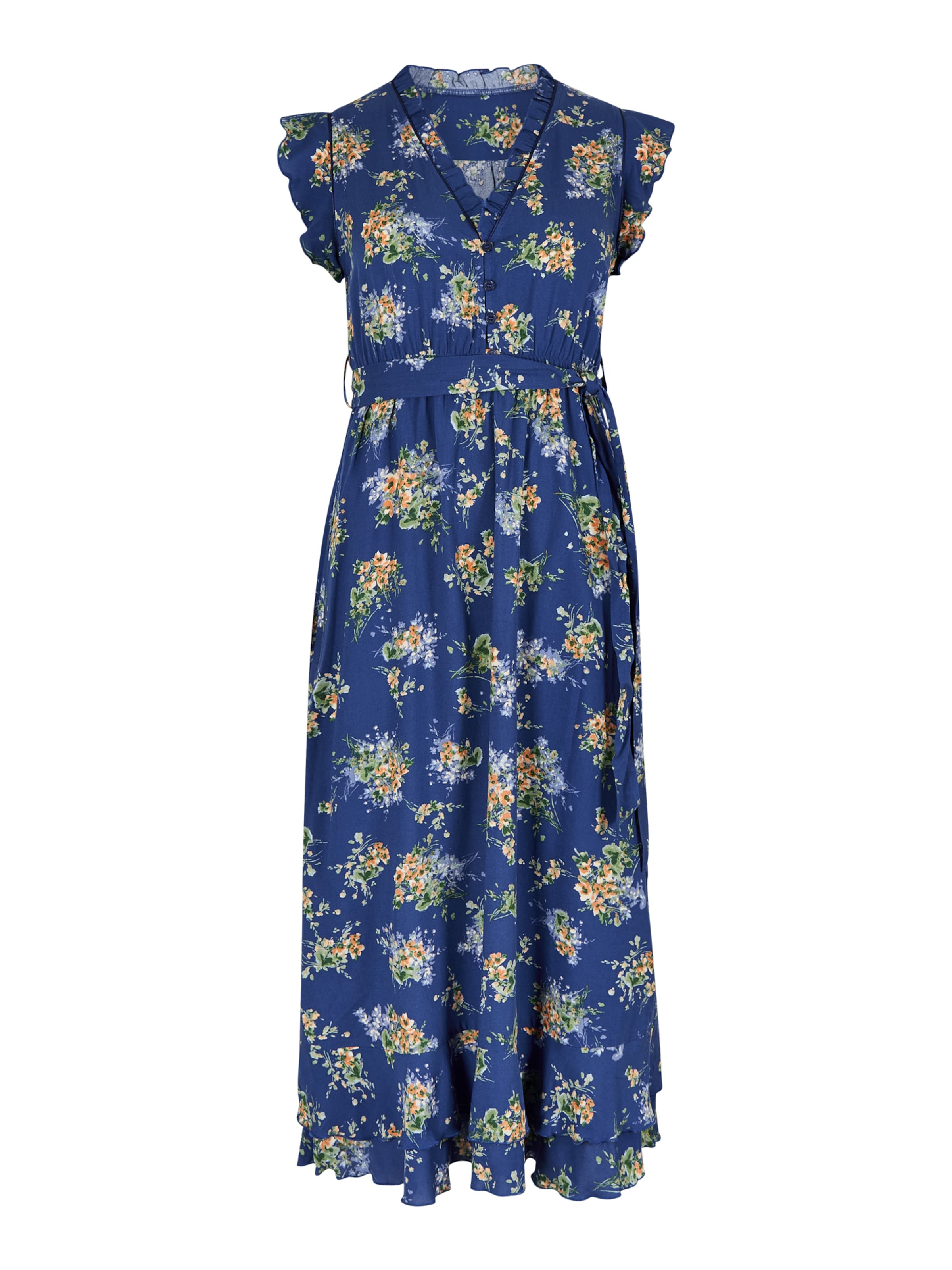 Apricot Ditsy Floral Print Midi Dress ' ' in Blau: Vorderseite