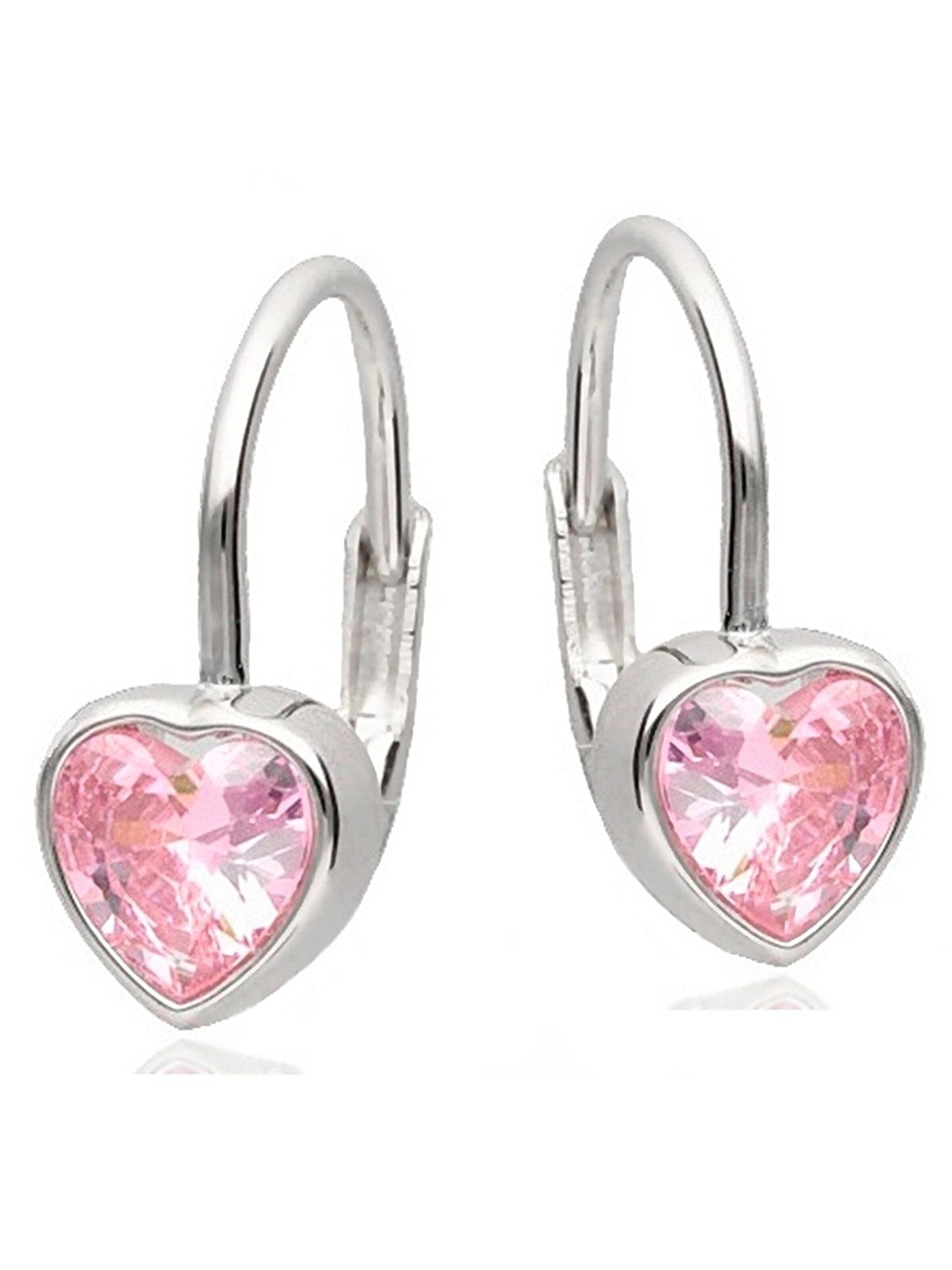 Goldene Hufeisen Earrings 'Herz Rosa' in Silver: front