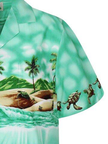 KY's Regular fit Button Up Shirt 'Turtle OLD' in Green
