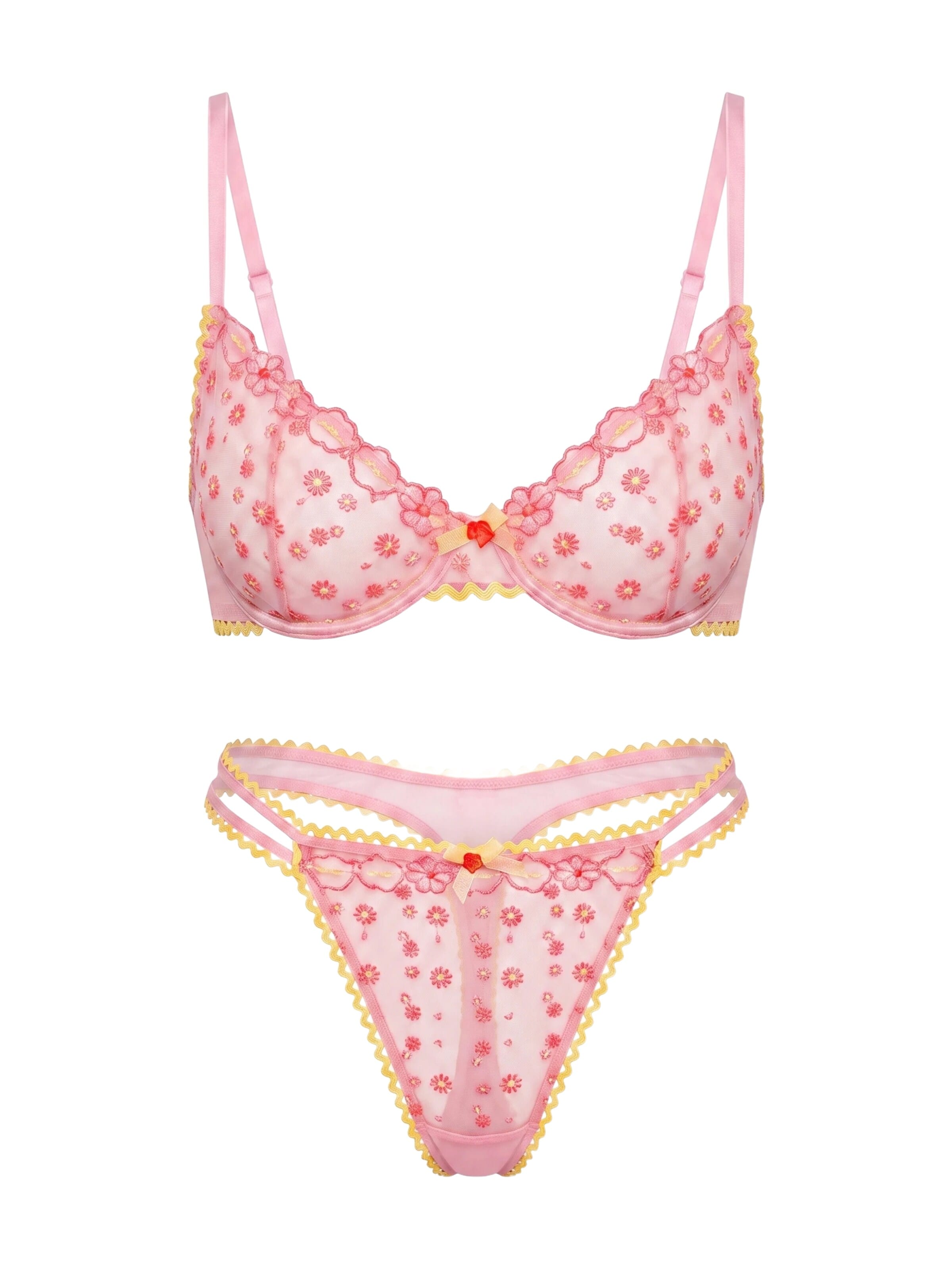 L.BEV Balconette Underwear Sets 'Dolce Vita Rosa' in Pink: front