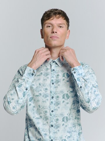 No Excess Regular fit Overhemd in Blauw