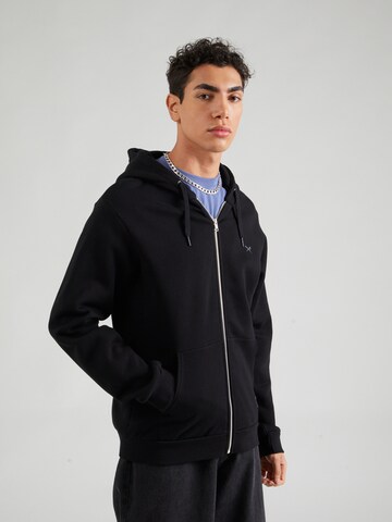 Iriedaily - Sudadera con cremallera en negro: frente