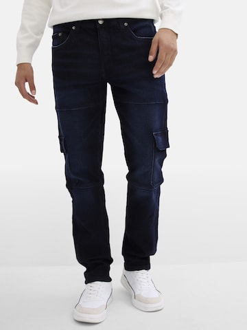 bonprix Slimfit Cargojeans in Blau: Vorderseite