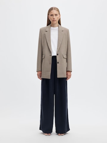 SELECTED Wide Leg Bukser med lægfolder i blå