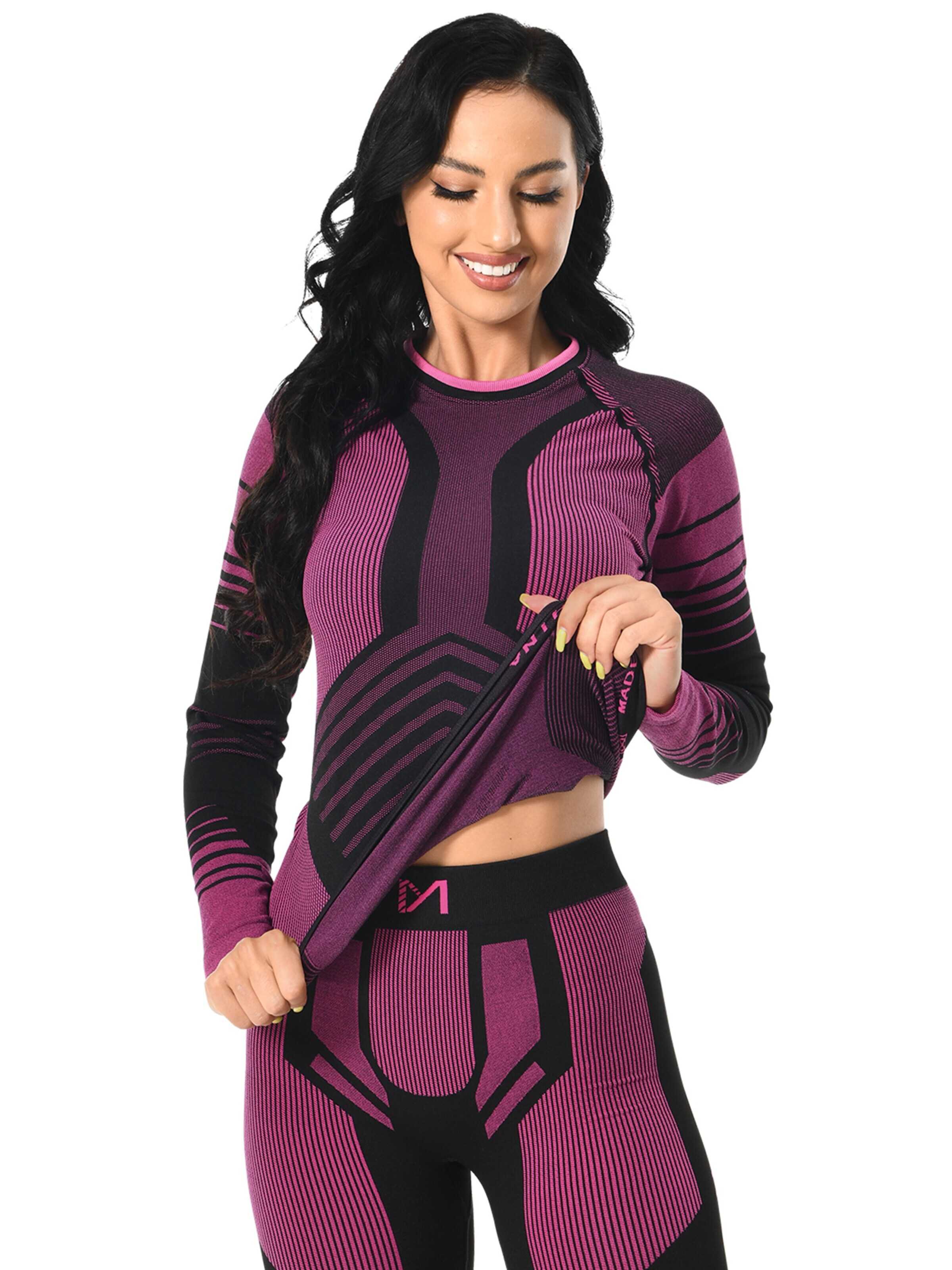MEETWEE Athletic Bodysuit 'Ski Base Layer for Skiing and Running' in Pink