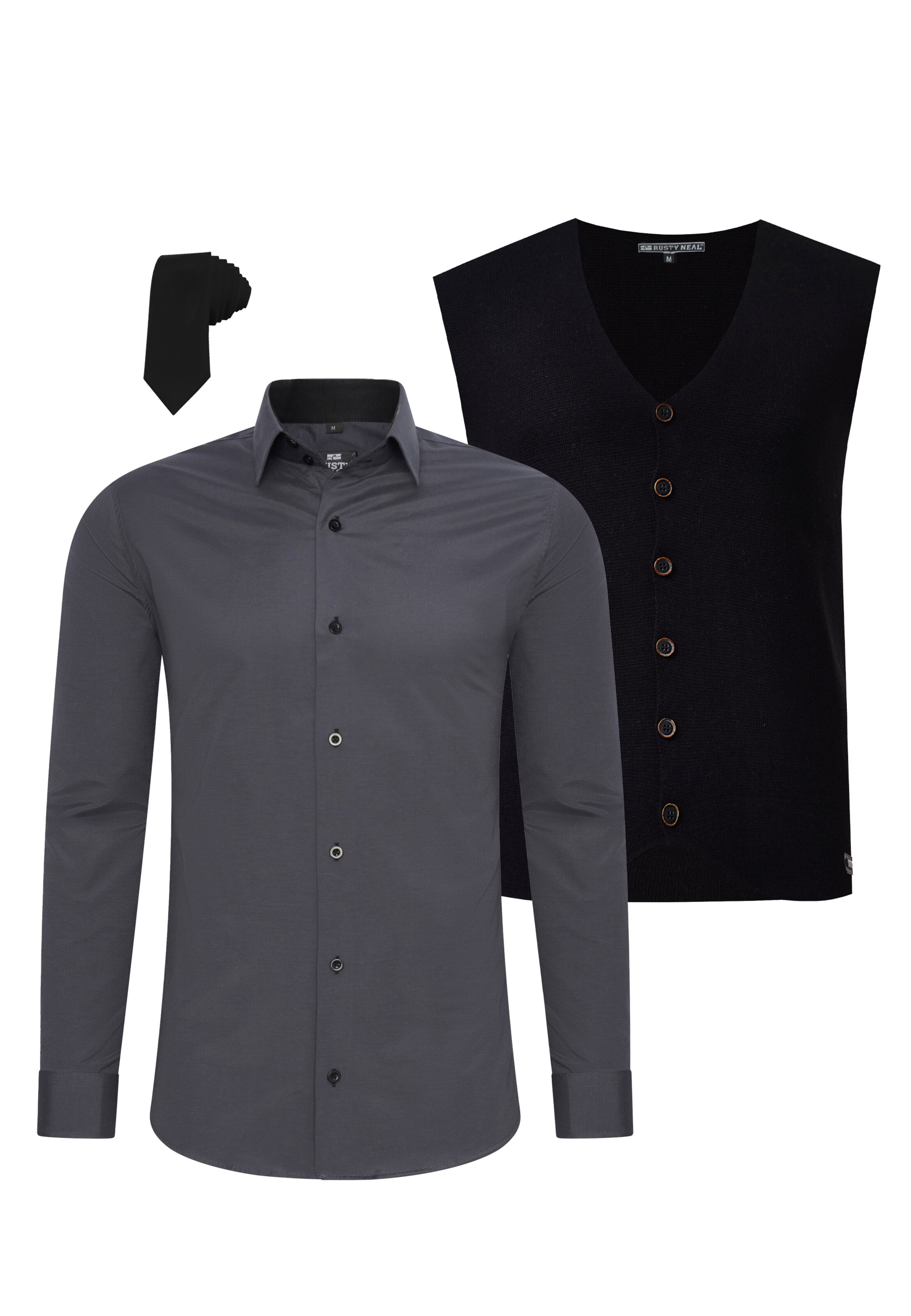 Rusty Neal Slim fit Button Up Shirt in Grey: front