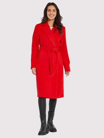 Threadbare Jacke 'THB Decaf Collar Belted Formal Coat' in Rot