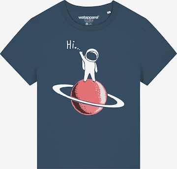Watapparel Shirt ' Astronaut says Hi ' in Blauw: voorkant