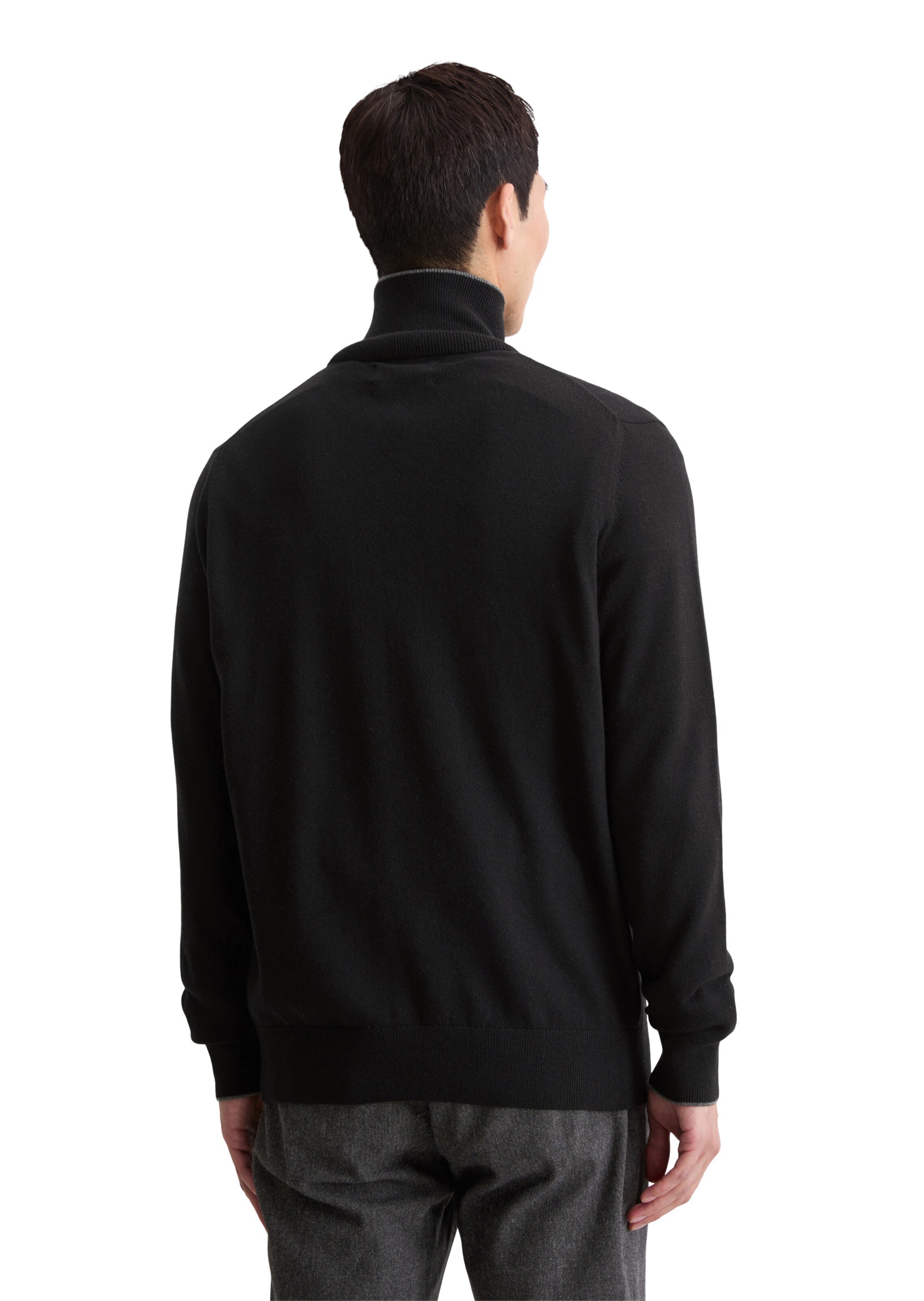 Marc O'Polo Zipper-Strickjacke regular ' aus Bio-Baumwoll-Schurwoll-Mix ' in Schwarz