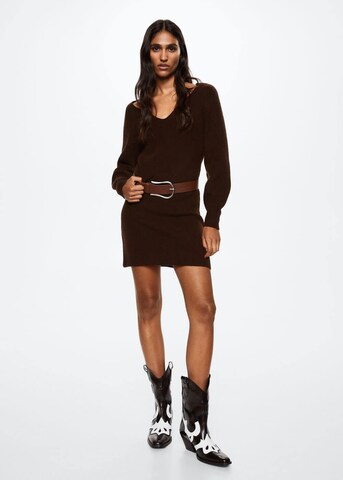 MANGO Knitted dress 'Jolene' in Brown