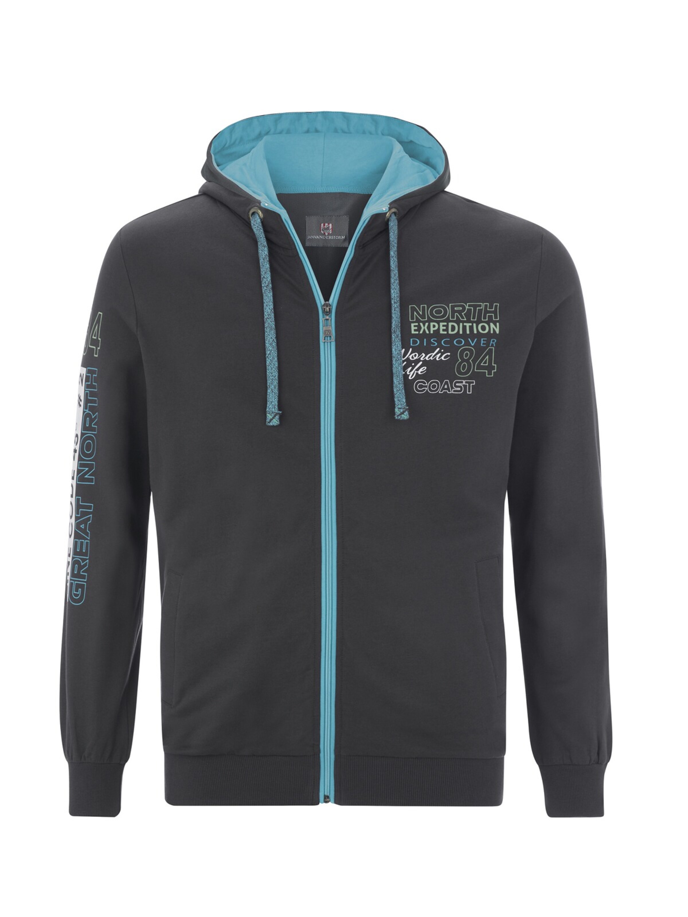 Jan Vanderstorm Sweatjacke 'Roderich' in Grau: Vorderseite