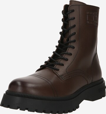 Tommy Jeans Veterboots in Bruin: voorkant