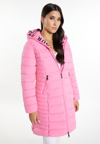 Cappotto invernale di faina in rosa: frontale