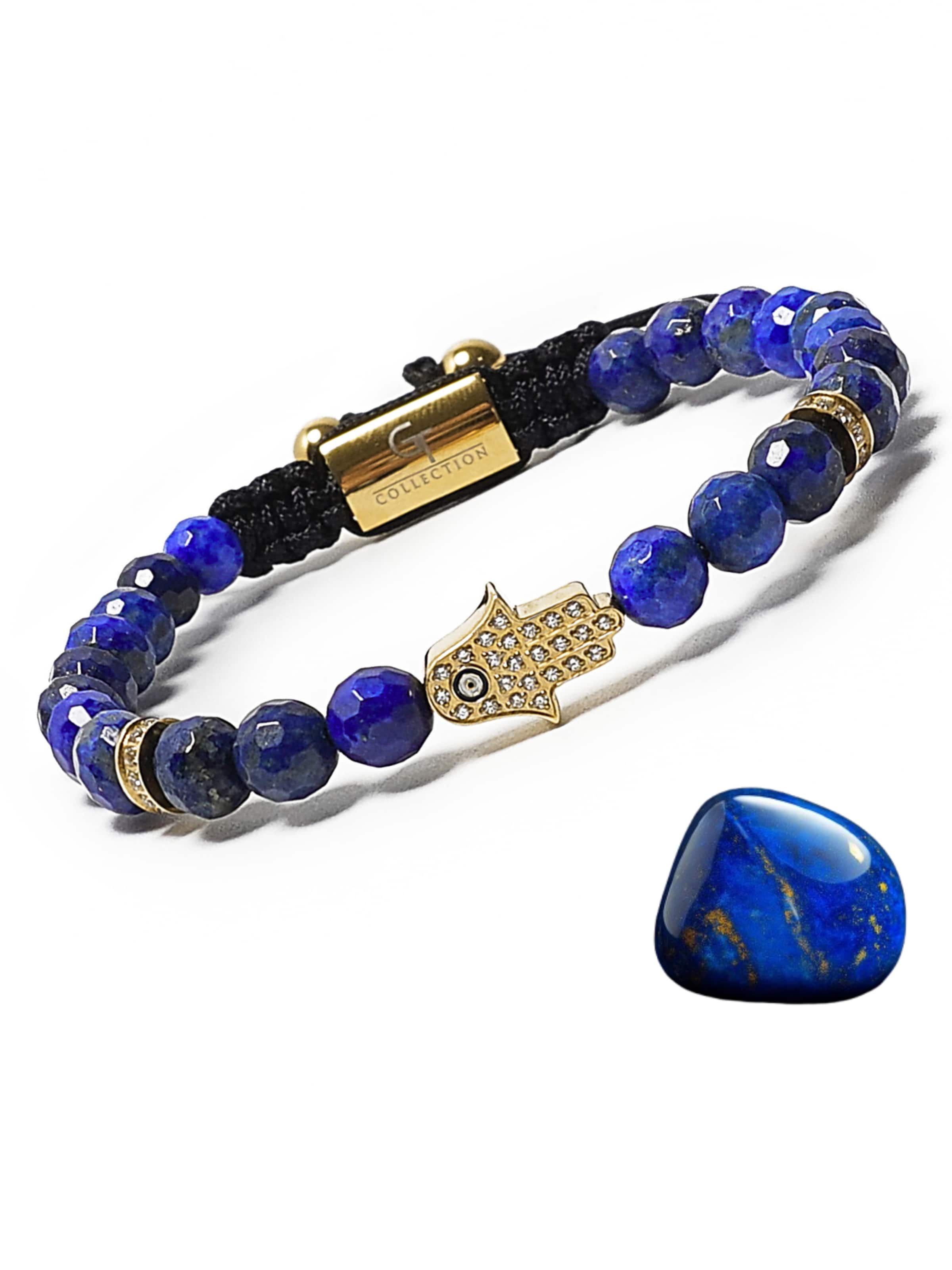 Braccialetto 'Hamsa Hand' di GT Collection in blu: frontale