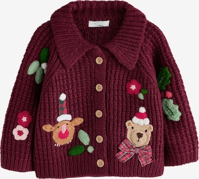 Next Strickjacke in 68 in hellbraun / grün / hellgrün / weinrot, Produktansicht