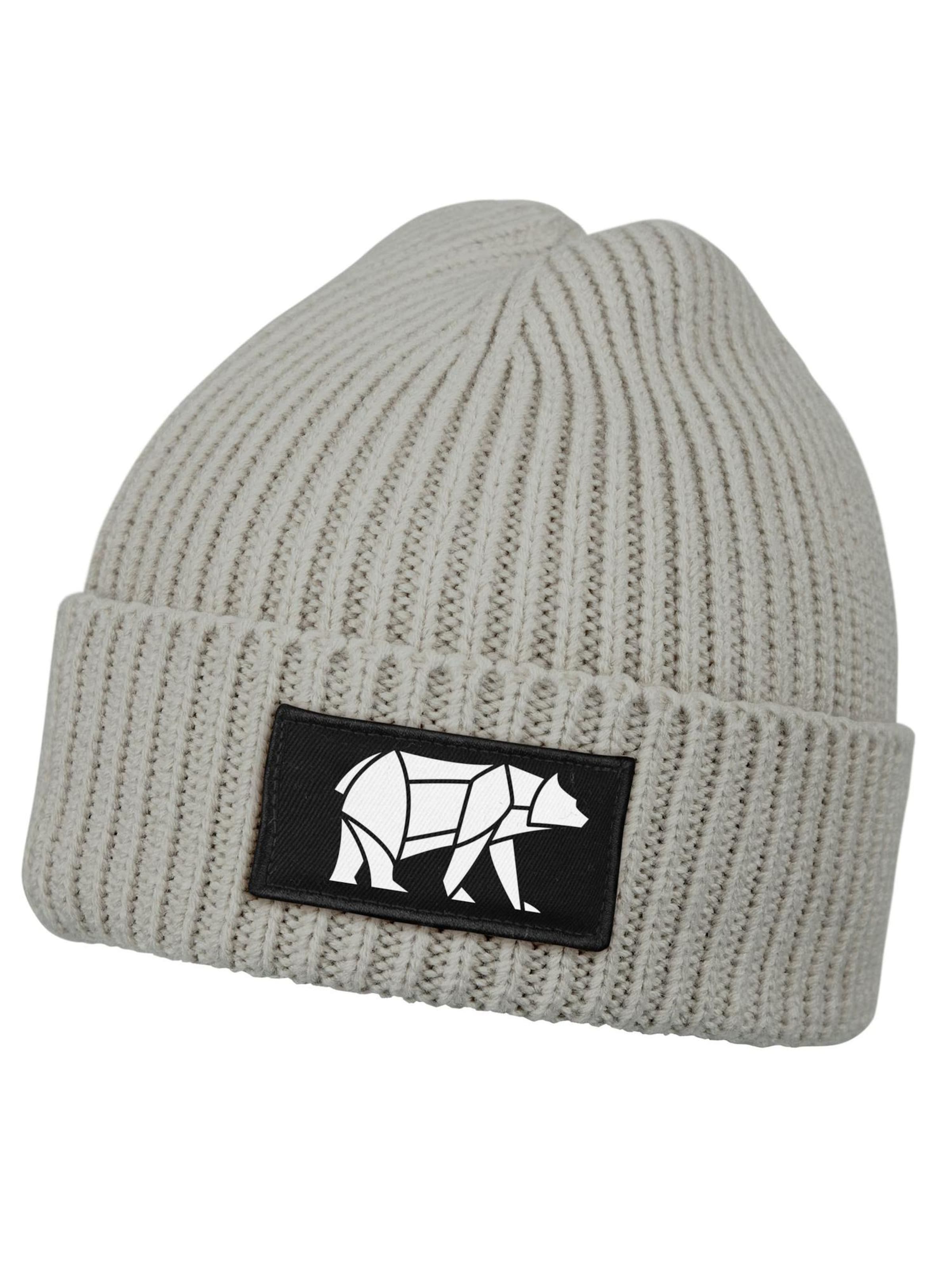 Neverless Beanie 'Bär Lineart Polygon' in Grey: front
