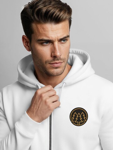 Neverless Zip-Up Hoodie 'Bäume Badge' in White