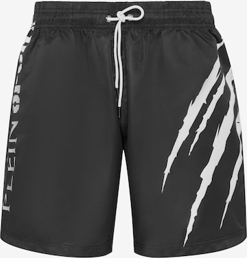 Plein Sport - Loosefit Bermudas 'Scratch' en negro: frente