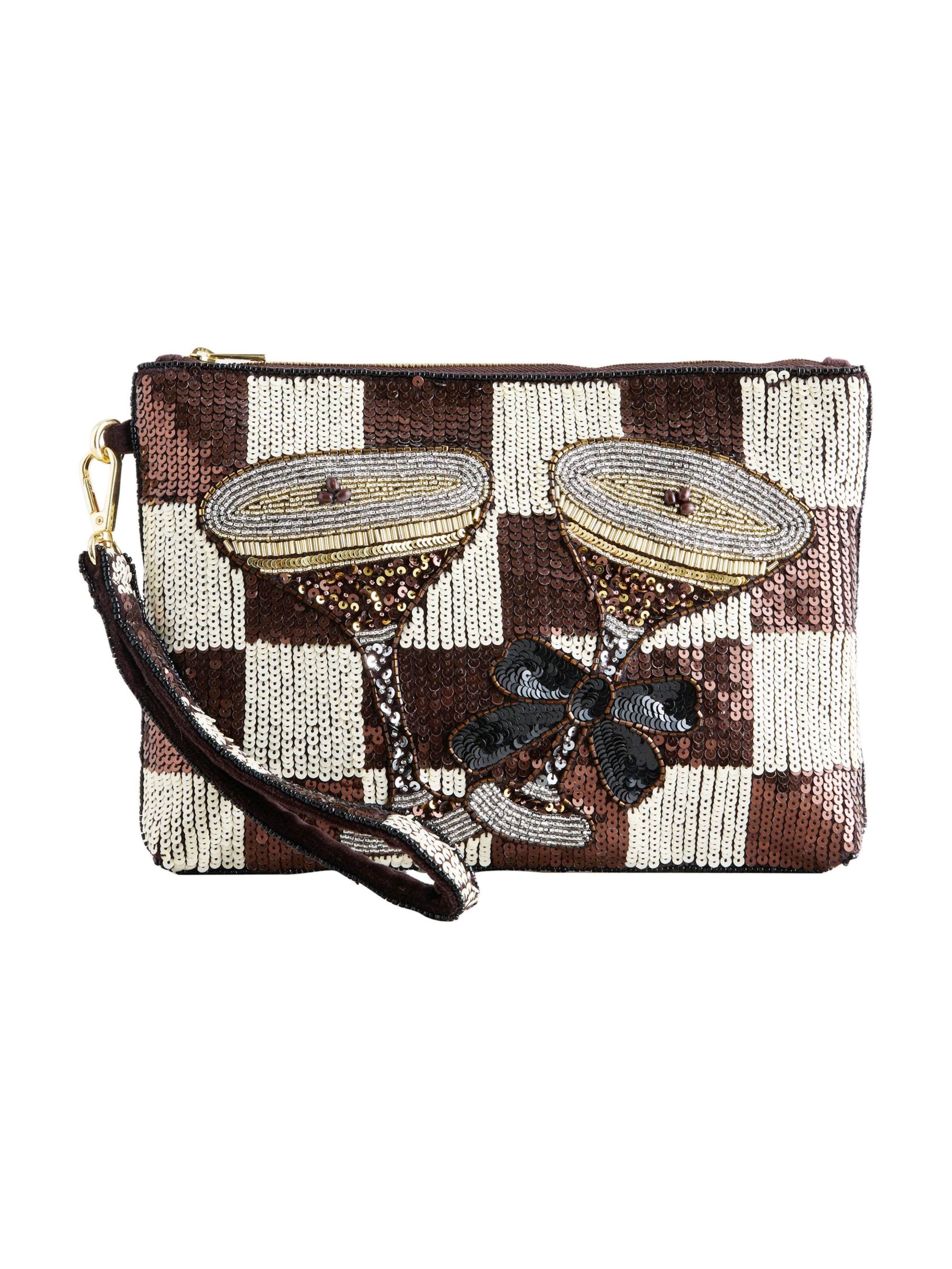 Clutch 'Espresso Martini' pe One Size Next pe ecru / ciocolatiu / galben auriu / negru, Vizualizare produs