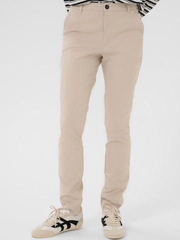 Kaffe Slimfit Kalhoty 'Hazel' – béžová: přední strana