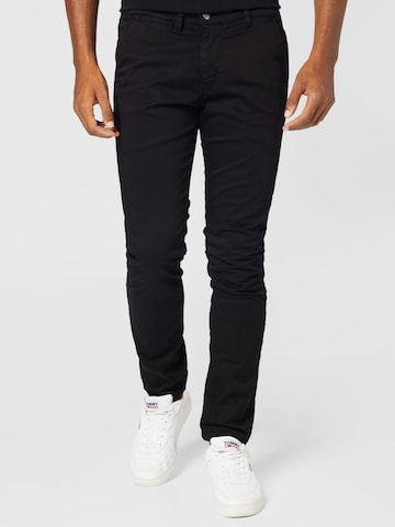 Le Temps Des Cerises Slimfit Chino 'JAS3' in Zwart: voorkant