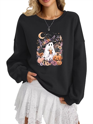 GORHEY Sweatshirt 'Loose Women's Oversized Sweatshirt, Halloween Style with Dropped Shoulders'‌‌‌‌ in Schwarz: Vorderseite