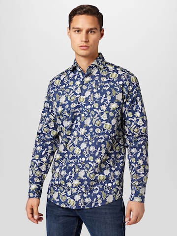 ETON Slim fit Button Up Shirt in Blue: front