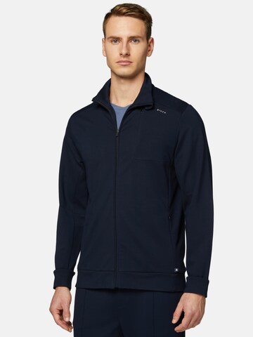 Boggi Milano Zip-Up Hoodie in Blue: front