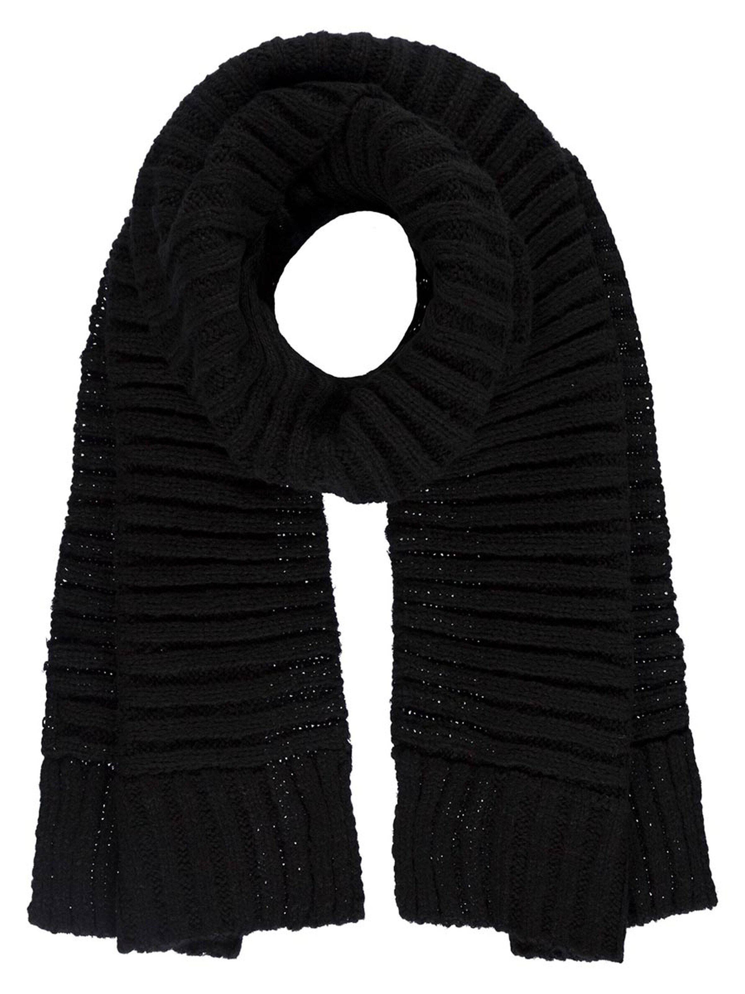 Passigatti Wrap 'Wolliger Strickschal gerippt' in Black: front