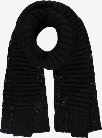 Passigatti Wrap 'Wolliger Strickschal gerippt' in Black: front