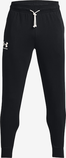 UNDER ARMOUR Sportbroek 'Rival Terry' in de kleur Zwart / Wit, Productweergave