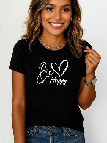 RMK Shirt 'Be Happy' in Schwarz