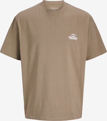 Jack & Jones Junior Shirt 'JCO Retreat Typographic' in Beige: voorkant