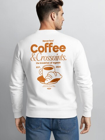 Neverless Sweatshirt 'Coffee & Crossaints' in White