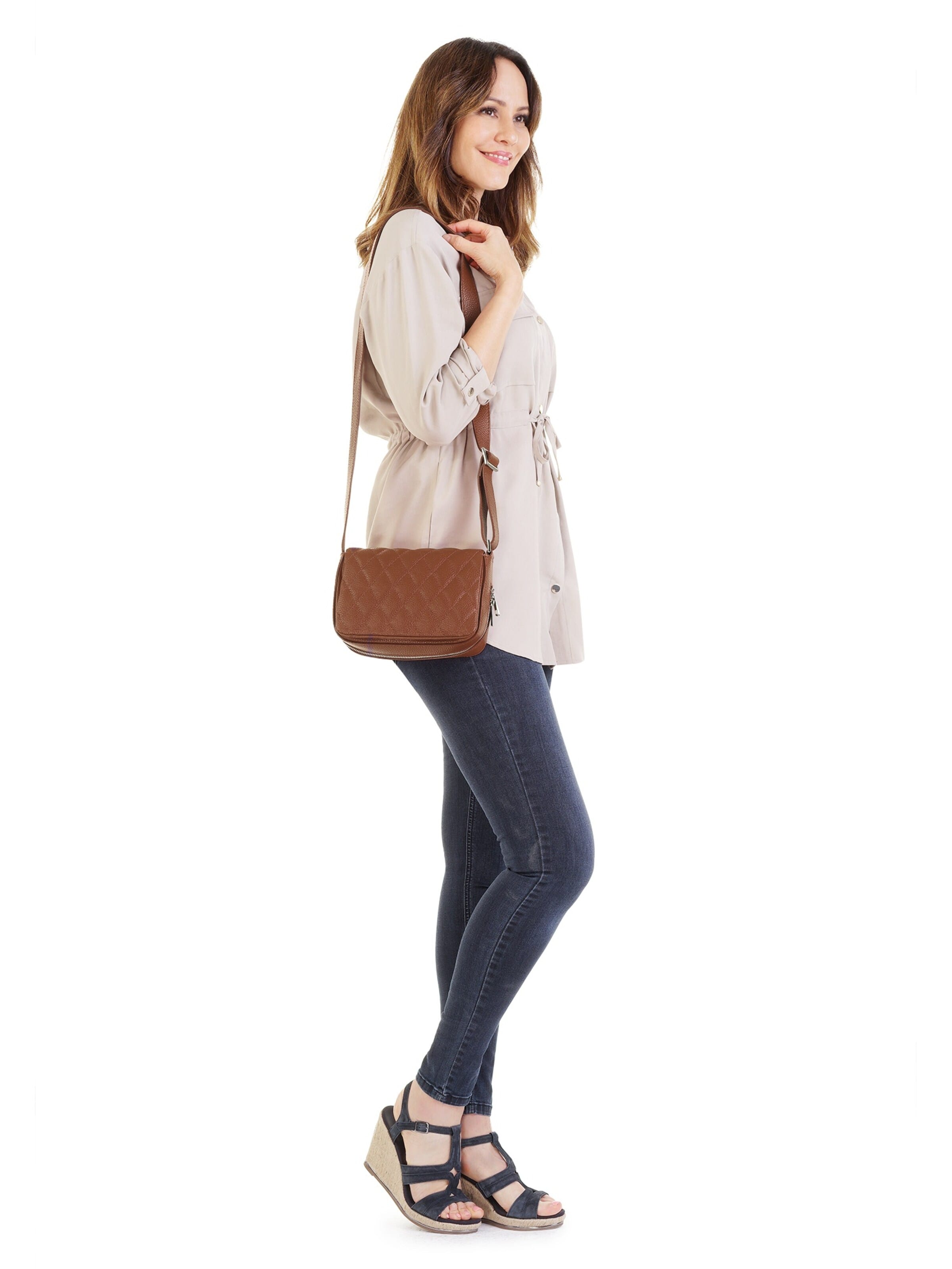 Sac à bandoulière Cluty en marron : devant