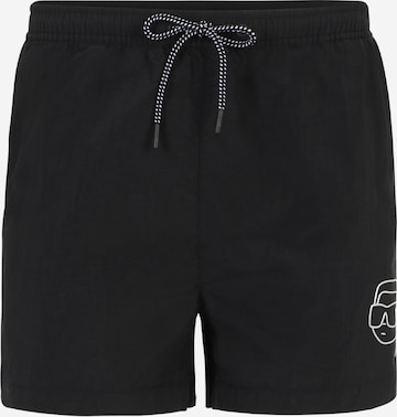 Karl Lagerfeld Swimming Trunks 'Ikonik 2.0' in Black: front