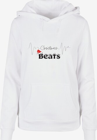 Merchcode Sweatshirt 'Christmas beats' in White: front