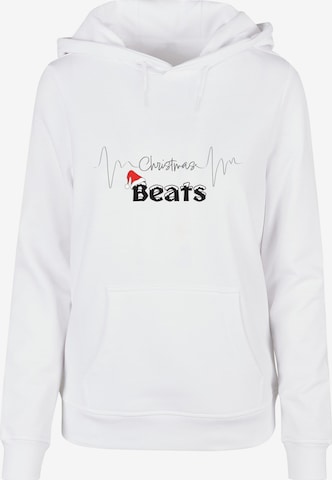 Merchcode Sweatshirt 'Christmas beats' in White: front