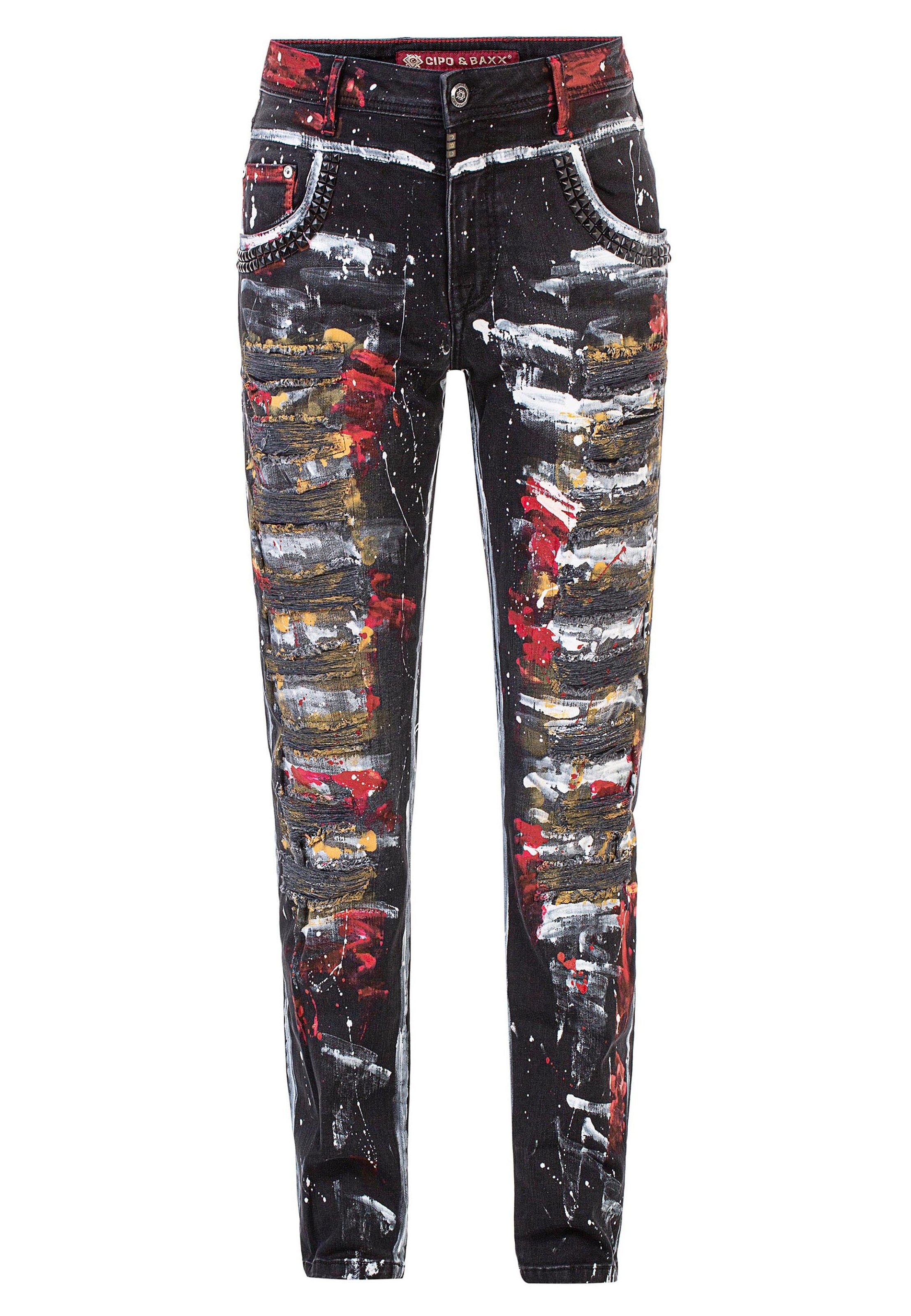 CIPO & BAXX Regular Jeans in Zwart: voorkant