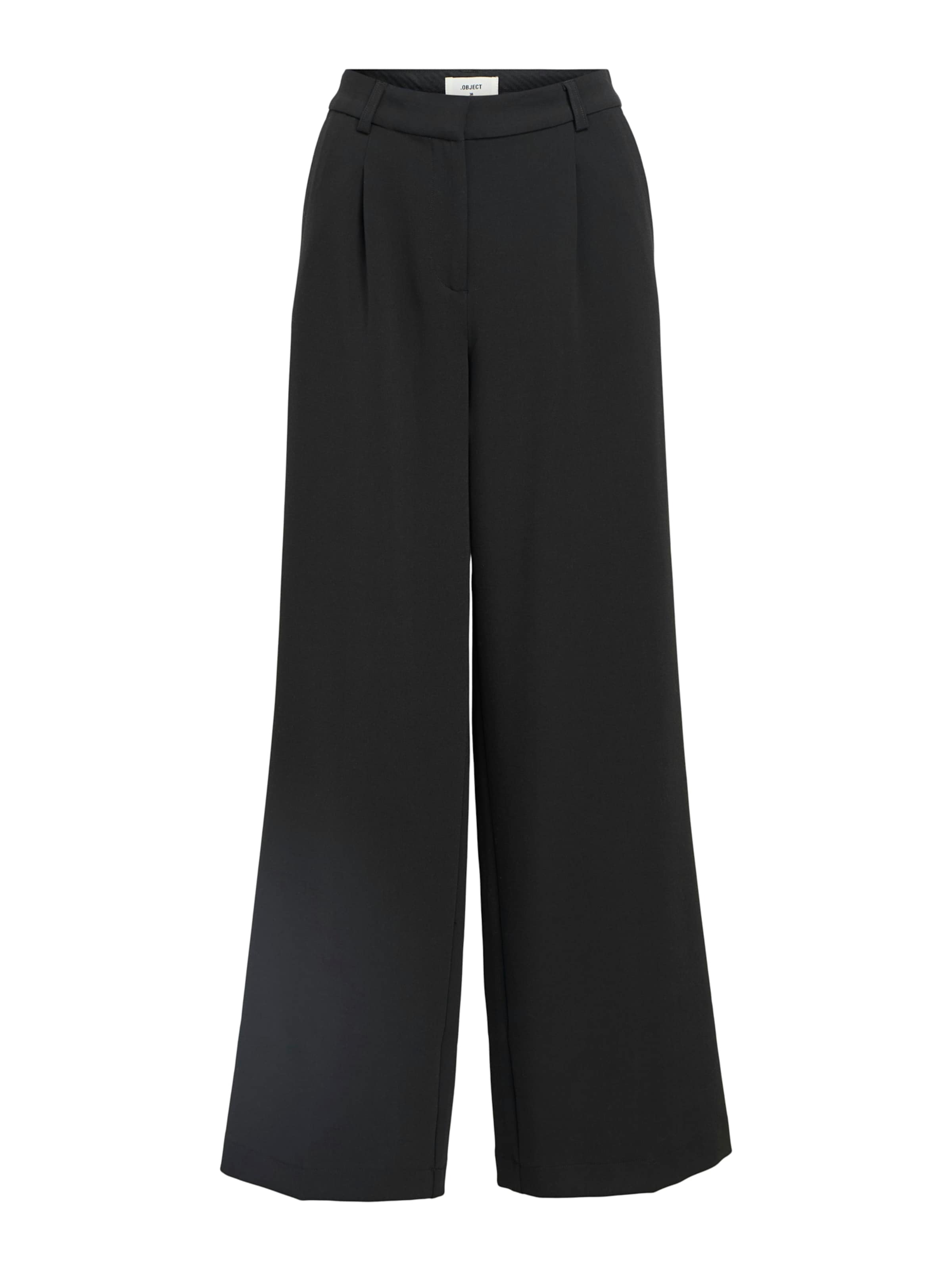 OBJECT Wide leg Pantalon 'OBJIvy' in Zwart: voorkant