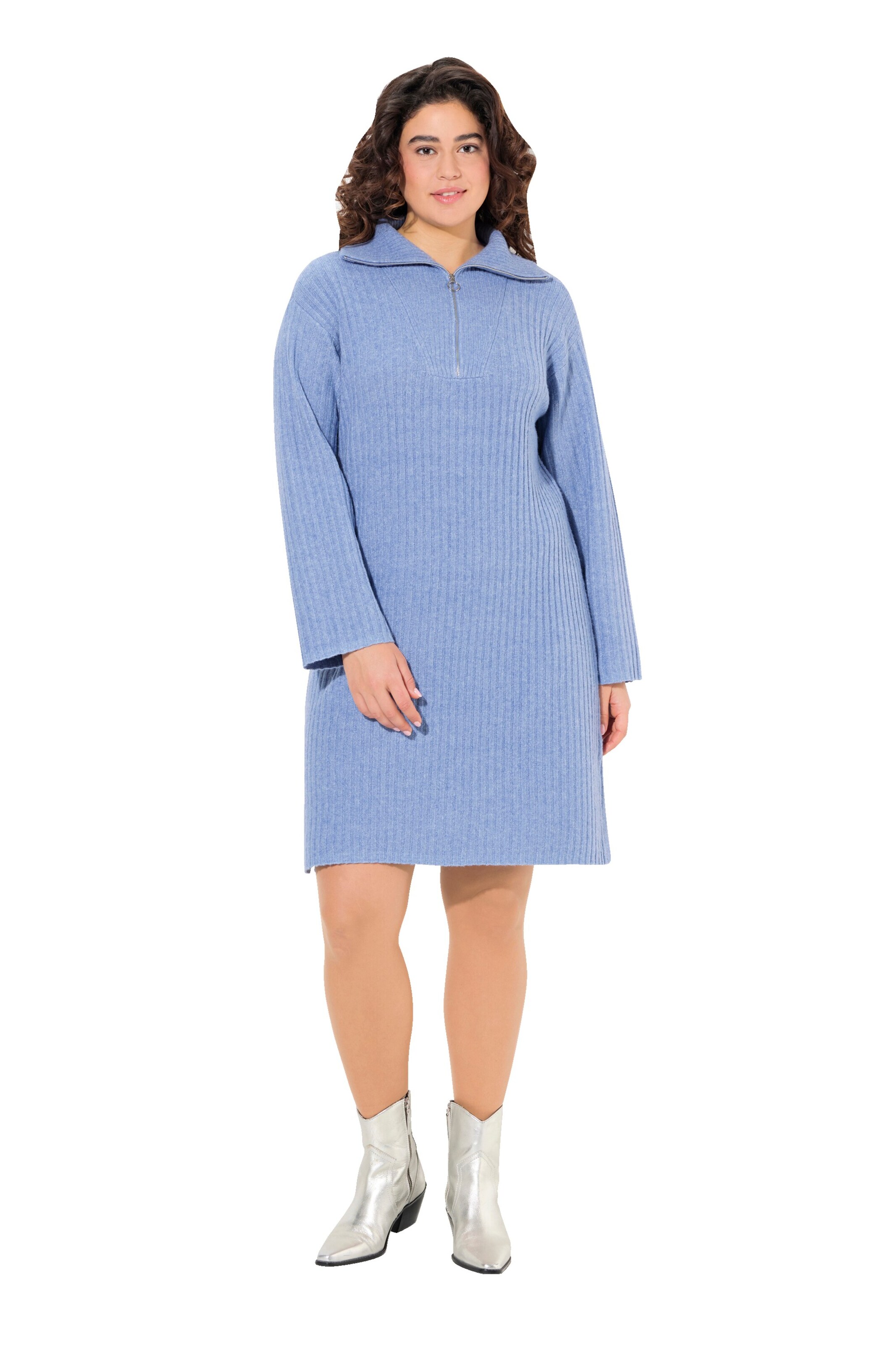 Ulla Popken Strickkleid in Blau: Vorderseite