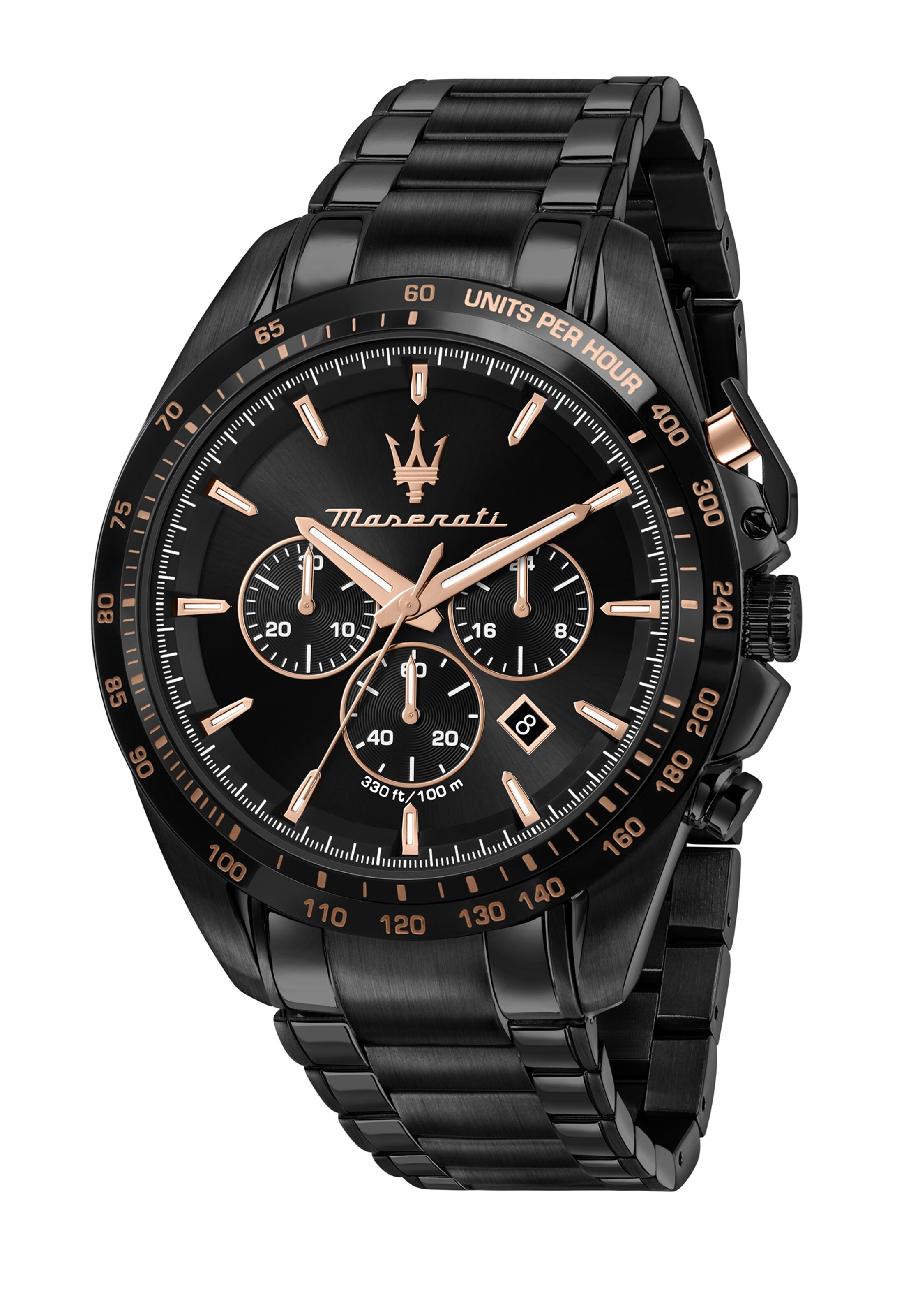 Maserati Analog Watch 'TRAGUARDO' in Black: front